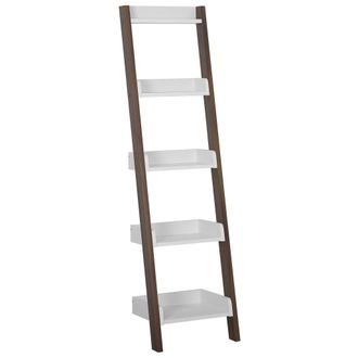 Beliani Estanter&iacute;a Blanca Madera Oscura 5 Niveles Librer&iacute;a Inclinada Moderno Contempor&aacute;neo Mobile Duo