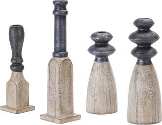 Melrose International Contemporary Assorted Candle Holder Sticks (Set of 4) - Brown, White