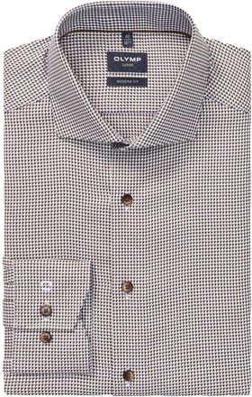Olymp Luxor modern fit overhemd bruin geprint