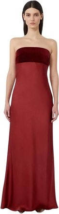Max Mara Vestido largo de sat&eacute;n y terciopelo - Dresses - Mujer - Rojo - M