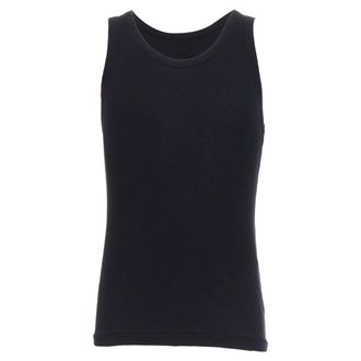 Ann Demeulemeester black cotton ribbed hi low hem scoop neck tank top M