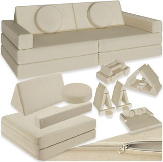 TecTake Tectake - Divano da gioco Lilly, 8 pezzi, con funzione letto - Sof&agrave; per bambini, gruppo di sedute per bambini, sof&agrave; relax - 160 cm