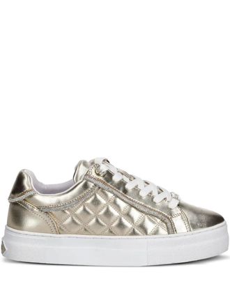 Guess Co Gratea quilted metallic-effect sneakers - Gold