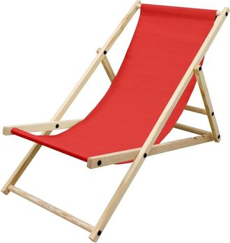 ECD Germany Silla de playa rojo madera de pino tejido oxford carga hasta 120kg
