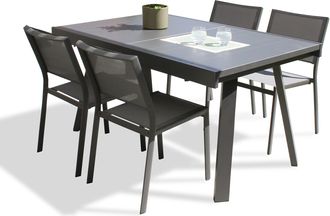 DCB Garden Stockholm - Conjunto De Comedor De Jard&iacute;n 4 Plazas De Aluminio Dcb Garden