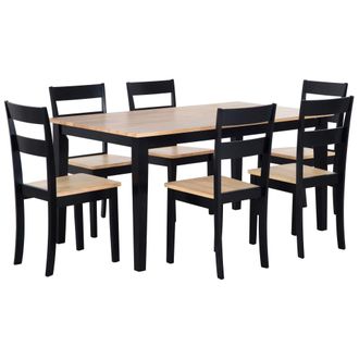 Beliani Beliani - Conjunto De Comedor Negro De Madera S&oacute;lida 6 Plazas 150 X 90 Cm Escandinavo Moderno Georgia