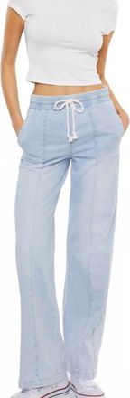Kancan Alina High Rise Pull On Wide Flared Jeans In Blue