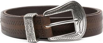 Fortela Los Angeles studded leather belt - women - Calf Leather/Metal - 75 - Brown