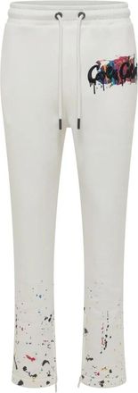 Carlo Colucci Paint-Drop Trainingsbroeken - Heren - Sweatpants - Wit - XL - Katoen - Broeken
