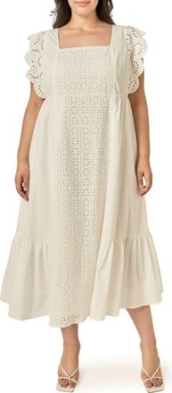 English Factory Eyelet Cotton Maxi Dress in White at Nordstrom, Size 3X