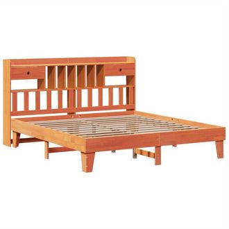 vidaXL Cama Sin Colch&oacute;n Madera Maciza De Pino Marr&oacute;n Cera 200x200 Cm Vidaxl