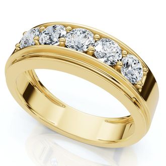 Pompeii3 Mens 1Ct TW Five Stone Diamond Wedding Ring 14k Gold or Platinum Lab Grown
