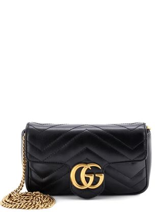 Gucci Borsa a tracolla GG Marmont super mini in pelle matelassè con battente - Nero