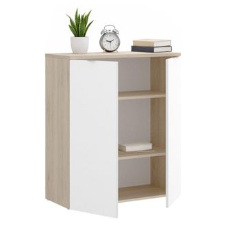 Dmora Armario Multiusos Gaviola, Mueble Bajo Multifuncional, Mueble Con 2 Puertas, 79x40h96 Cm, Blanco Y Roble - Dmora