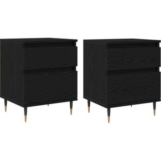 vidaXL Vidaxl - Bedside Cabinet 2 pcs Black oak 40 x 35 x 50 cm Engineered Wood