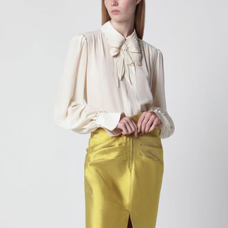Valentino Vanilla-colored silk blouse with flower