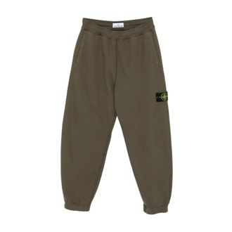 Stone Island Sweatpants, male, Green, Size: L Brushed Cotton Fleece Pants