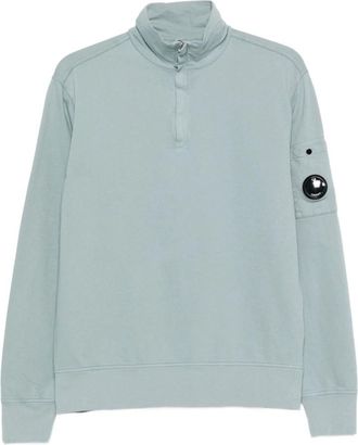 C.P. Company Zip-throughs, male, Blue, Size: M Light Fleece Half Zip Lens Sweatshirt