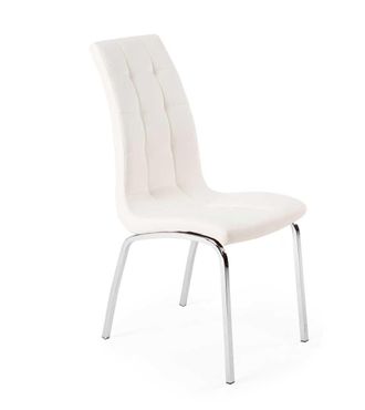 Home Heavenly Home Heavenly - Pack 4 Sillas Comedor Alepo, Dise&ntilde;o En Cuarterones, Tapizado Tela O Polipiel. Silla Con Patas Cromadas. Color: Blanco Polipiel