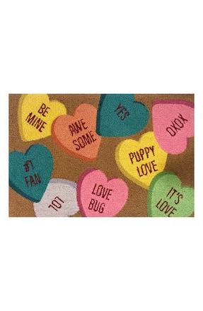 R16 Home Conversation Hearts Indoor/Outdoor Doormat in Brandy Multi at Nordstrom Rack, Size 24X36 Ft