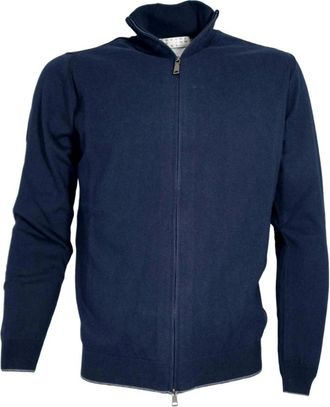 Cashmere Company Cashmere Company, Truien & Vesten, Heren, Blauw, 2Xl, Katoen, Maglia Full Zip