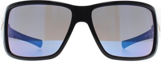 Police Square Mens Shiny Black Smoke Mirror Blue SPLN37M Tailwind 5 - One Size