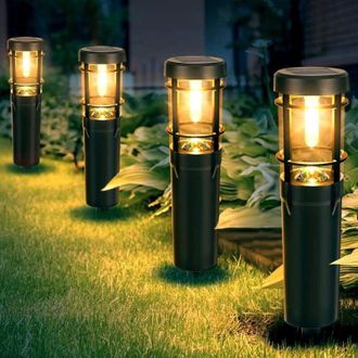 OEM Luces Solares Para Exteriores, Juego De 4 Luces Solares Led Para Jard&iacute;n, Iluminaci&oacute;n Solar Exterior Impermeable Ip65 Con Estaca Para El Suelo, Led Bla