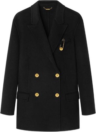 Versace Cashmere-Blend Double-Breasted Peacoat - Dames - Mantel - Zwart - S - Wol - Jassen
