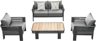 Higold 4-teiliges Design Gartenlounge-Set Borromeo Schwarz/Grau - 4 Sitzplätze