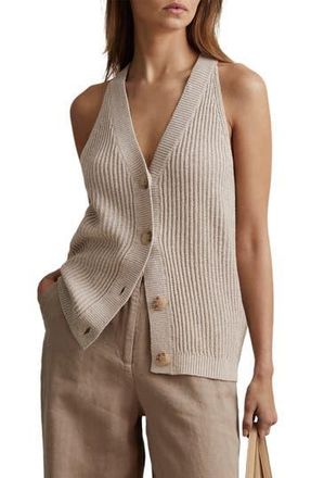 Reiss Sinead Racerback Rib Sweater Vest in Neutral at Nordstrom Rack, Size X-Small