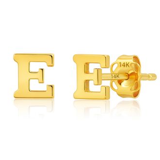 MAX + STONE Genuine 14K Gold Yellow Letter Initial Stud Earrings (5mm)
