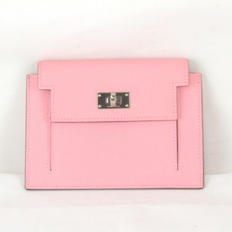 Herm&egrave;s Kelly Pink Leather Coin Purse/Coin Case (Pre-Owned)
