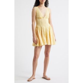 Free People Cant Help It Eyelet Embroidered Minidress in Golden Apricot Combo at Nordstrom, Size X-Large