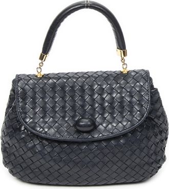 Bottega Veneta Pre-owned Womens Vintage Top Handle Tote Handbag - Blue/Navy - One Size