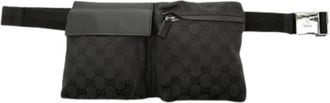 Gucci Pre-owned GG Canvas Double Pocket - Dames - Vintage Heuptassen - Zwart - ONE Size - Leer - Vintage