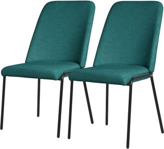 ML Design Ml-design Juego 2x Sillas De Comedor En Color Azul Petr&oacute;leo Poli&eacute;ster Tapizado Con Patas De Metal Asiento Acolchado Con Respaldo Dise&ntilde;o Atemporal Mueb