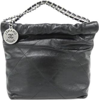 Chanel Pre-owned 22 Line Calf Mini Shoulder Bag - Dames - Vintage Handtas - Zwart - ONE Size - Leer - Vintage