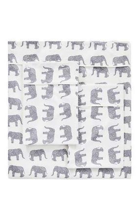 Melange Home Elephant Flannel Sheet Set in Grey at Nordstrom Rack, Size Queen