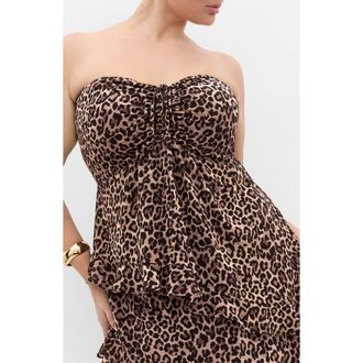 City Chic Skai Leopard Print Asymmetric Top at Nordstrom