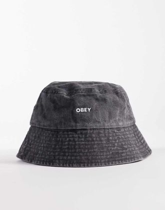 Obey Cappello da pescatore in twill pigmentato nero slavato