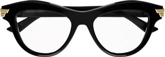 Bottega Veneta BV1105O001 Cat-Eye Black Acetate Eyeglasses - Black