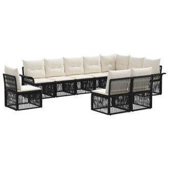 vidaXL Conjunto De Sof&aacute;s De Jard&iacute;n 10 Pcs Negro Rat&aacute;n Sint&eacute;tico Vidaxl