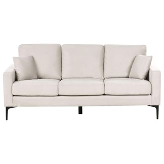 Beliani Beliani - Sof&aacute; 3 Plazas De Tela Asiento Respaldo Acolchado Patas Cojines Moderno Beige Claro Gavle