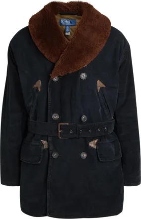 Polo Ralph Lauren Quilted Belted Corduroy Coat - Black - XL