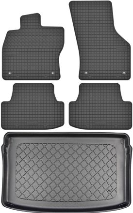 OEM Volkswagen Polo Vi Hatchback De 09.2009 A 08.2013 Set - Alfombrillas De Goma Para Coche + Alfombrilla Para Maletero