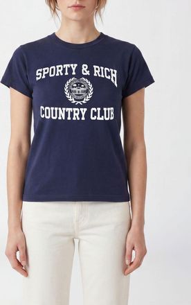 Sporty & Rich T-shirt Varsity Crest Essential in cotone riciclato con logo stampato