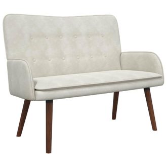 vidaXL Sof&aacute; De 2 Plazas Crema 115 X 61 X 87 Cm Terciopelo Vidaxl