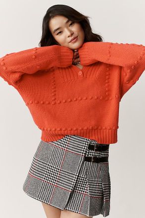 Maeve Bubble Polo Long-Sleeve Sweater