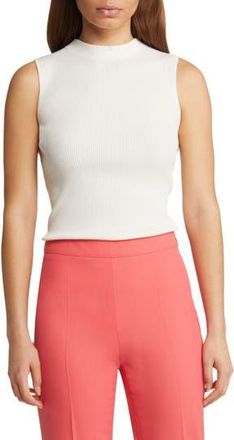 BOSS Feskies Funnel Neck Sleeveless Rib Sweater in Soft Cream at Nordstrom Rack, Size Xx-Large