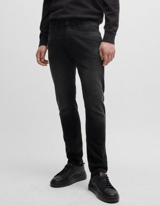 HUGO BOSS Mens HUGO 734 Mens Extra-Slim Fit Jeans in Black Stretch Denim - Black 005 - Size: 30/32